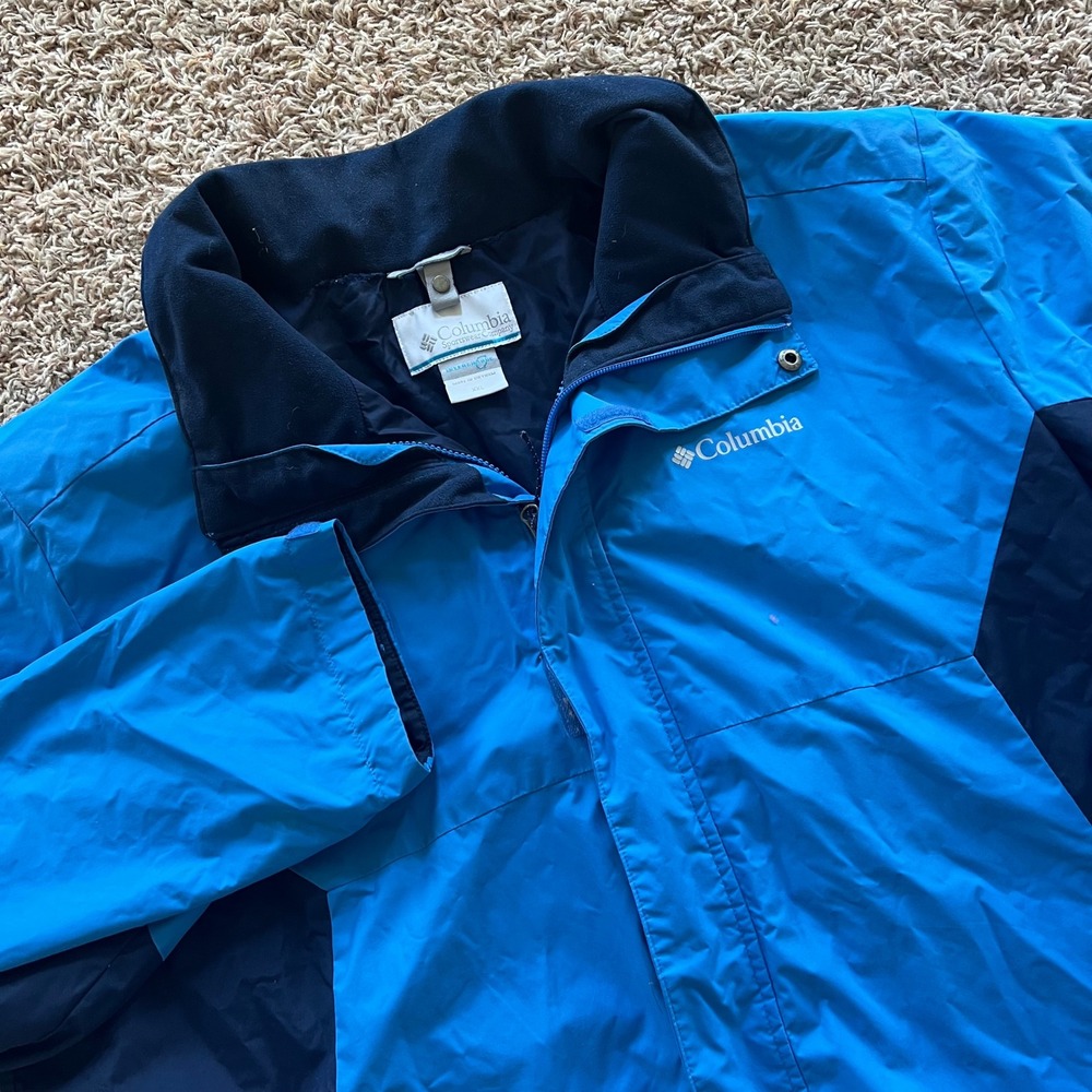 Columbia Mens XXL Blue Black Interchange Jacket Coat Winter Outdoors